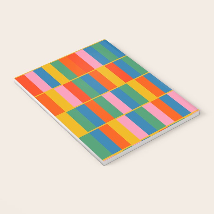 Long Blocks Colourful Geometric Check Pattern in Rainbow Pop Colors Notebook Gallery Image 3