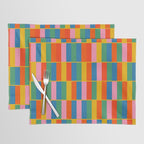 Long Blocks Colourful Geometric Check Pattern in Rainbow Pop Colors Placemat Gallery Image 1