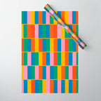Long Blocks Colourful Geometric Check Pattern in Rainbow Pop Colors Wrapping Paper Gallery Image 1