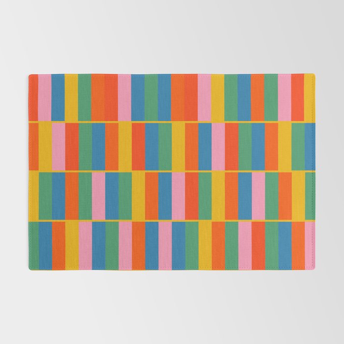 Long Blocks Colourful Geometric Check Pattern in Rainbow Pop Colors Rug Gallery Image 2
