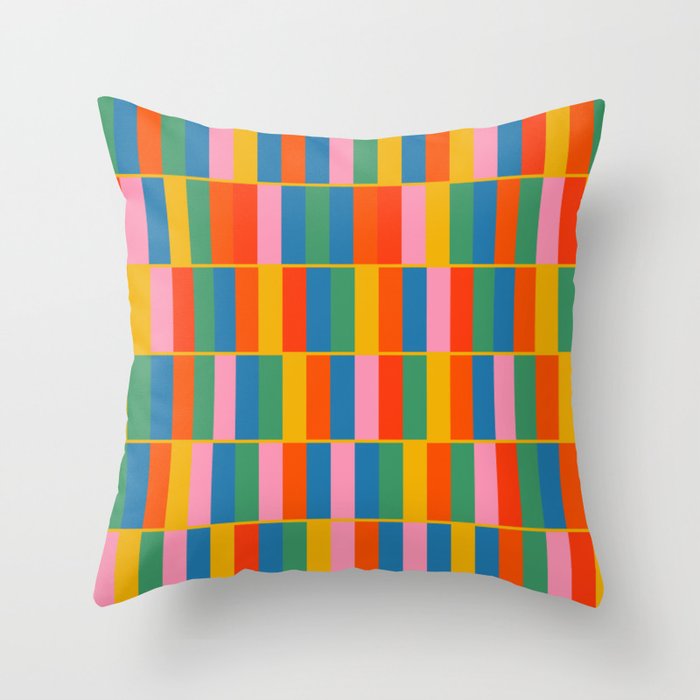 Long Blocks Colourful Geometric Check Pattern in Rainbow Pop Colors Throw Pillow Gallery Image 6