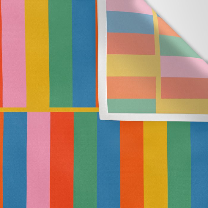 Long Blocks Colourful Geometric Check Pattern in Rainbow Pop Colors Wall Tapestry Gallery Image 3