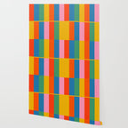 Long Blocks Colourful Geometric Check Pattern in Rainbow Pop Colors Wallpaper Gallery Image 2