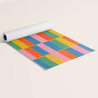 Long Blocks Colourful Geometric Check Pattern in Rainbow Pop Colors Yoga Mat Gallery Image 2