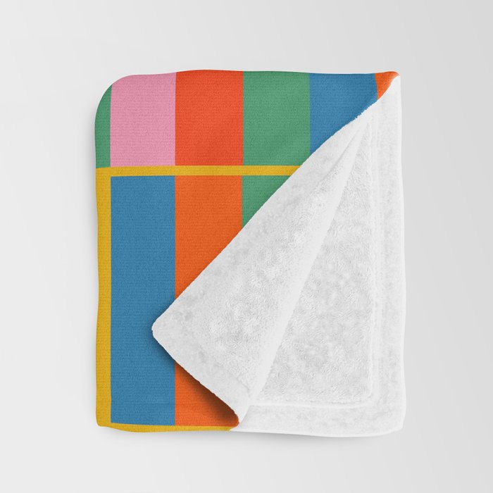 Long Blocks Colourful Geometric Check Pattern in Rainbow Pop Colors Throw Blanket Gallery Image 3