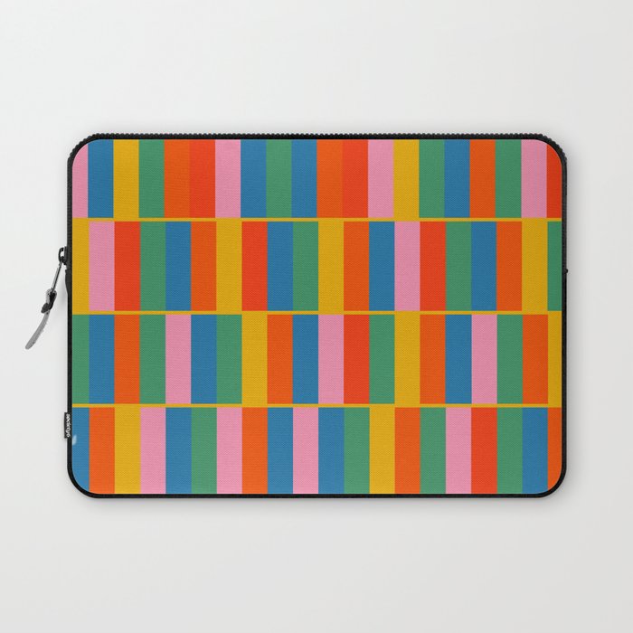 Long Blocks Colourful Geometric Check Pattern in Rainbow Pop Colors Laptop Sleeve Gallery Image 1