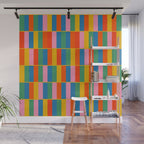 Long Blocks Colourful Geometric Check Pattern in Rainbow Pop Colors Wall Mural Gallery Image 1