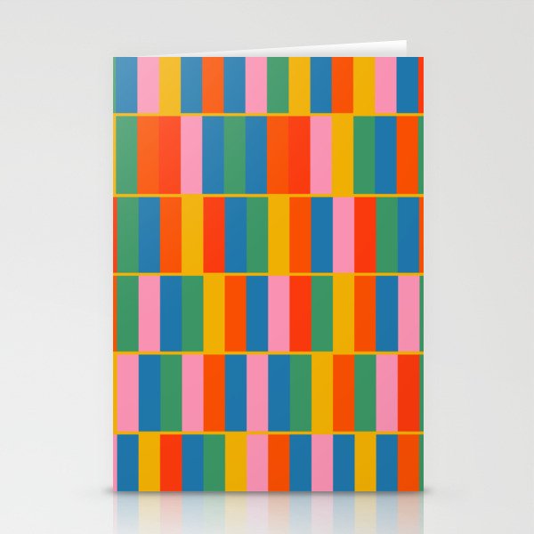 Long Blocks Colourful Geometric Check Pattern in Rainbow Pop Colors Stationery Card Gallery Image 1