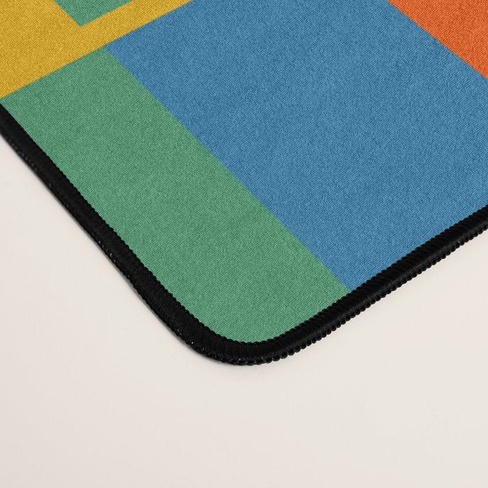 Long Blocks Colourful Geometric Check Pattern in Rainbow Pop Colors Desk Mat Gallery Image 4