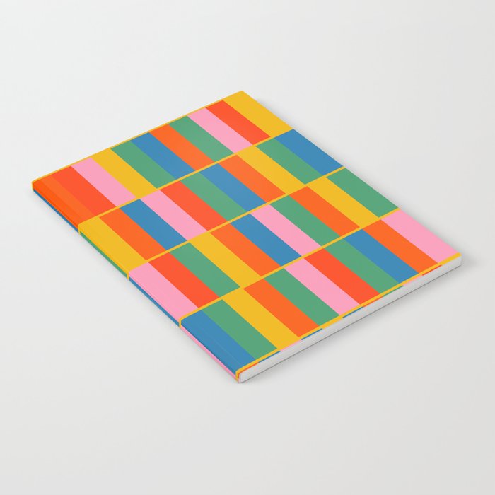 Long Blocks Colourful Geometric Check Pattern in Rainbow Pop Colors Notebook Gallery Image 2