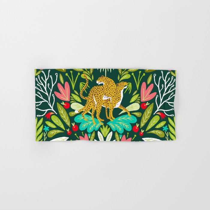 Cheetah Couple Illustration, Wild Cat Jungle Nature, Mandala Painting, Wildlife Tropical Tiger Bath Towel Gallery Image 1