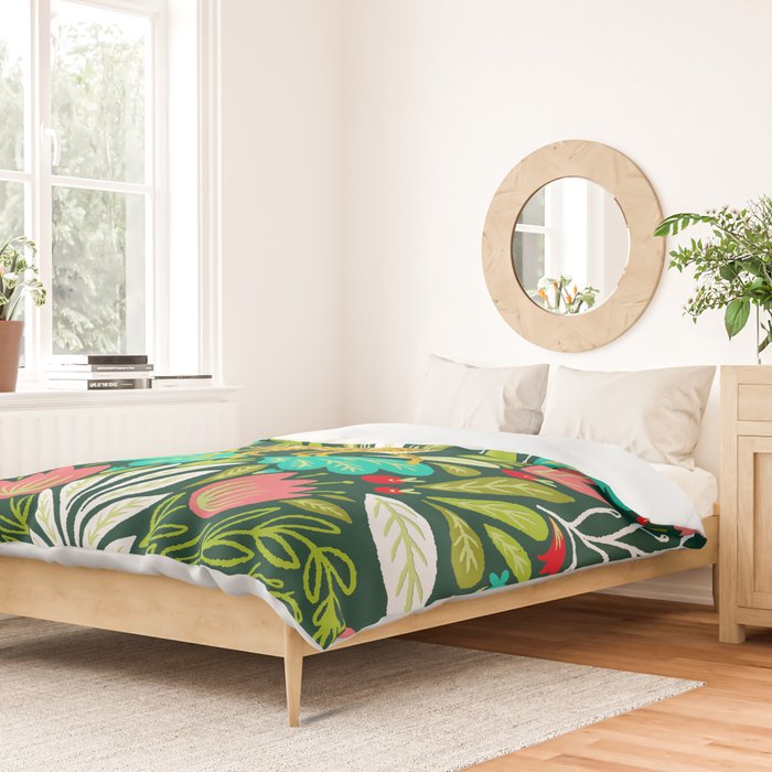 Cheetah Couple Illustration, Wild Cat Jungle Nature, Mandala Painting, Wildlife Tropical Tiger Duvet Cover Gallery Image 2