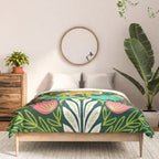 Cheetah Couple Illustration, Wild Cat Jungle Nature, Mandala Painting, Wildlife Tropical Tiger Comforter Gallery Image 3