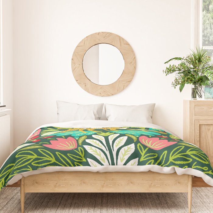 Cheetah Couple Illustration, Wild Cat Jungle Nature, Mandala Painting, Wildlife Tropical Tiger Duvet Cover Gallery Image 3