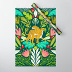 Cheetah Couple Illustration, Wild Cat Jungle Nature, Mandala Painting, Wildlife Tropical Tiger Wrapping Paper Gallery Image 1