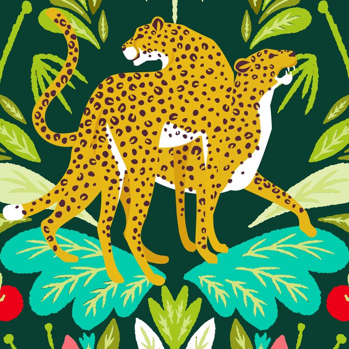 Cheetah Couple Illustration, Wild Cat Jungle Nature, Mandala Painting, Wildlife Tropical Tiger Coffee Mug Gallery Image 2