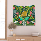 Cheetah Couple Illustration, Wild Cat Jungle Nature, Mandala Painting, Wildlife Tropical Tiger Wall Tapestry Gallery Image 2