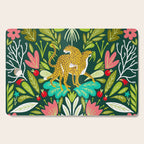 Cheetah Couple Illustration, Wild Cat Jungle Nature, Mandala Painting, Wildlife Tropical Tiger Cutting Board Gallery Image 1