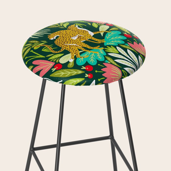 Cheetah Couple Illustration, Wild Cat Jungle Nature, Mandala Painting, Wildlife Tropical Tiger Stool Gallery Image 2