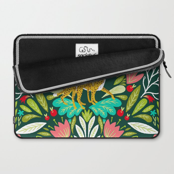 Cheetah Couple Illustration, Wild Cat Jungle Nature, Mandala Painting, Wildlife Tropical Tiger Laptop Sleeve Gallery Image 2