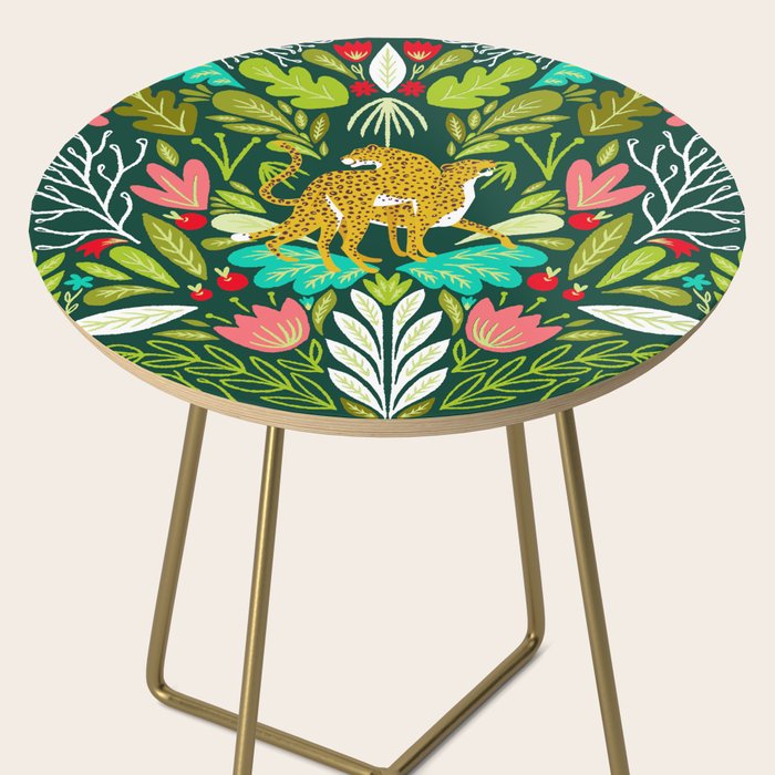 Cheetah Couple Illustration, Wild Cat Jungle Nature, Mandala Painting, Wildlife Tropical Tiger Side Table Gallery Image 2