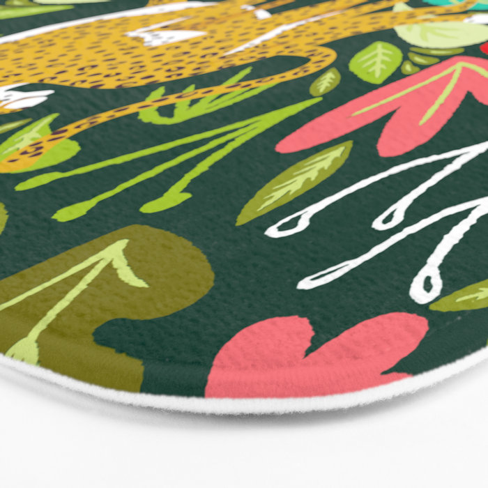 Cheetah Couple Illustration, Wild Cat Jungle Nature, Mandala Painting, Wildlife Tropical Tiger Bath Mat Gallery Image 3