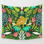 Cheetah Couple Illustration, Wild Cat Jungle Nature, Mandala Painting, Wildlife Tropical Tiger Wall Tapestry Gallery Image 4