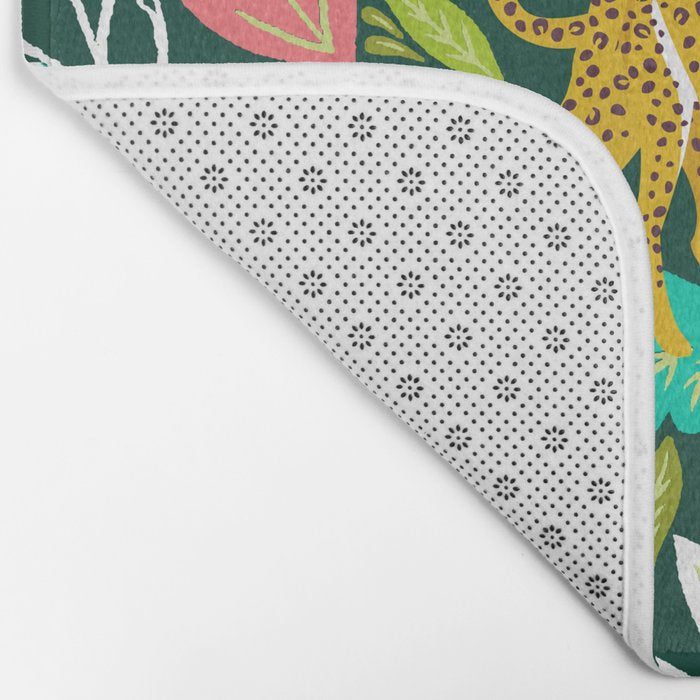 Cheetah Couple Illustration, Wild Cat Jungle Nature, Mandala Painting, Wildlife Tropical Tiger Bath Mat Gallery Image 2