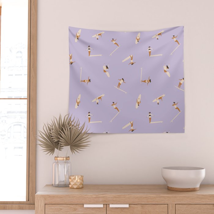 Surf girls in violet Wall Tapestry Gallery Image 2