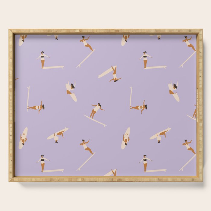 Surf girls in violet Serving Tray Gallery Image 1