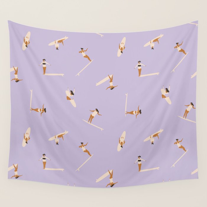 Surf girls in violet Wall Tapestry Gallery Image 4