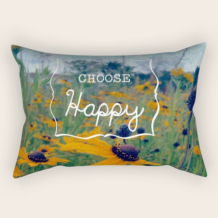 Choose Happy Rectangular Pillow Gallery Image 1