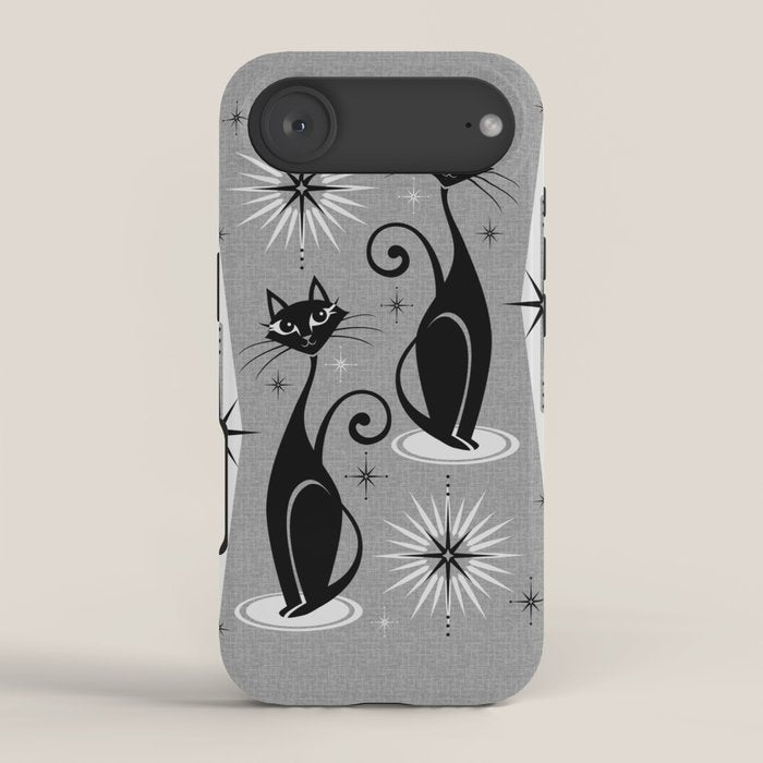 Mid Century Meow Atomic Cats on Cool Gray ©studioxtine iPhone Case Gallery Image 2