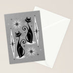 Mid Century Meow Atomic Cats on Cool Gray ©studioxtine Stationery Card Gallery Image 2