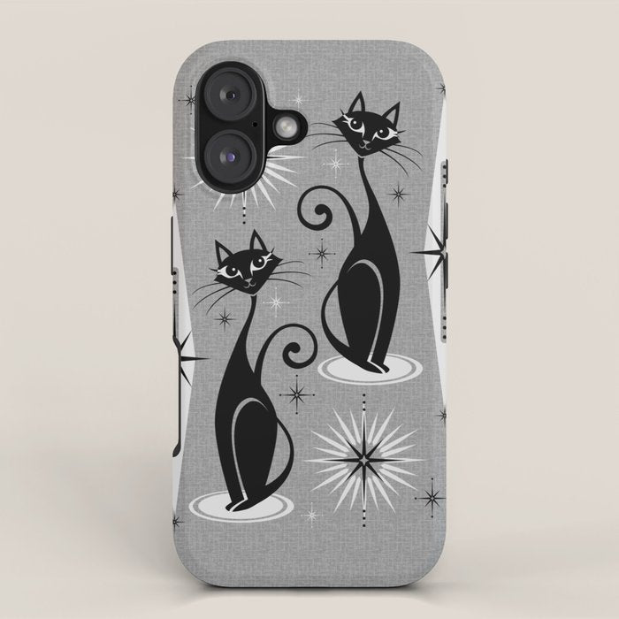 Mid Century Meow Atomic Cats on Cool Gray ©studioxtine iPhone Case Gallery Image 1