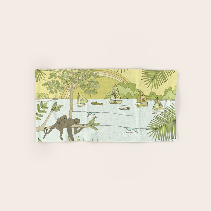 postcard from paradise // costa rica tropical // retro surf art by surfy birdy Bath Towel Gallery Image 1