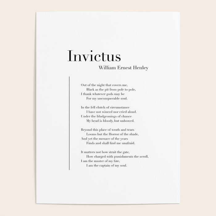 Invictus by William Ernest Henley Poster Gallery Image 1