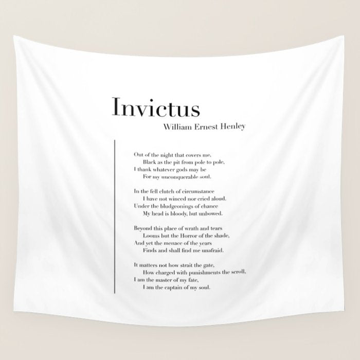 Invictus by William Ernest Henley Wall Tapestry Gallery Image 1