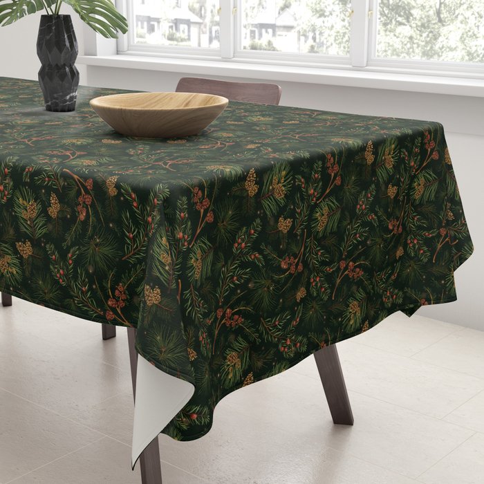 Christmas Spruce Dark Green Tablecloth Gallery Image 3