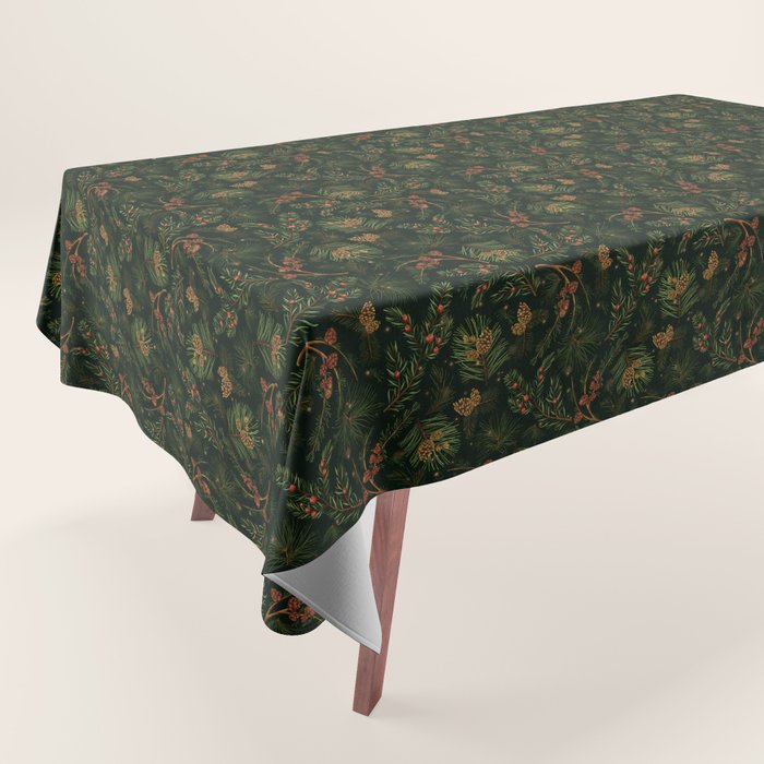 Christmas Spruce Dark Green Tablecloth Gallery Image 1