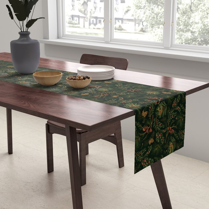 Christmas Spruce Dark Green Table Runner Gallery Image 2
