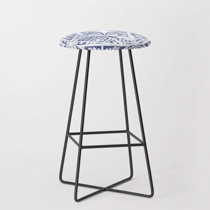 Leaves indigo fantasy tiled 4 Stool Gallery Image 1