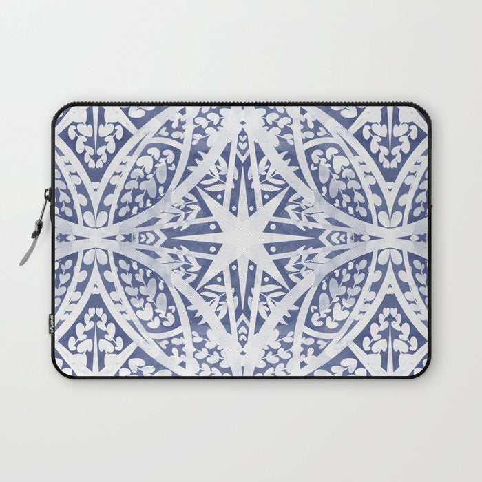 Leaves indigo fantasy tiled 4 Laptop Sleeve Gallery Image 1