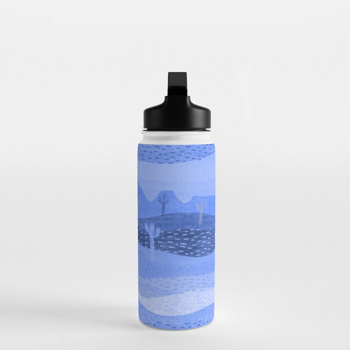 Vintage Western Desert Landscape in Night Blue Water Bottle Gallery Image 3