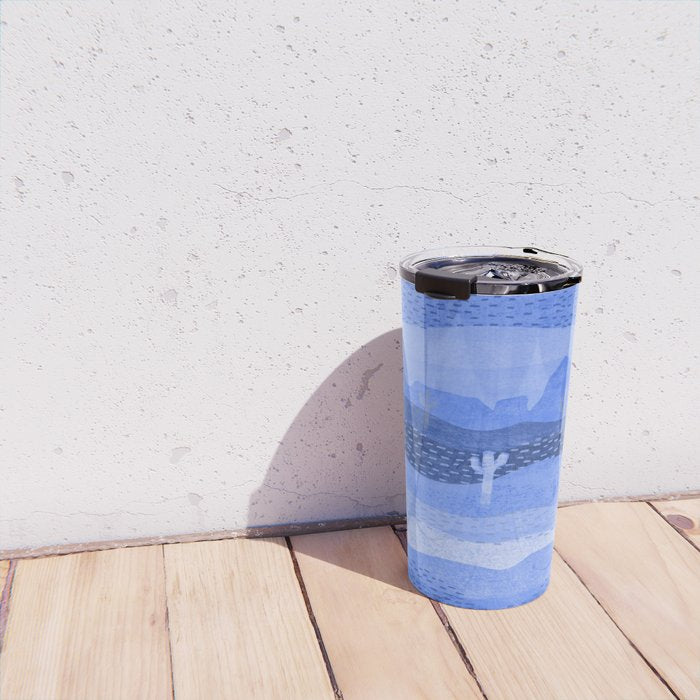 Vintage Western Desert Landscape in Night Blue Travel Mug Gallery Image 4