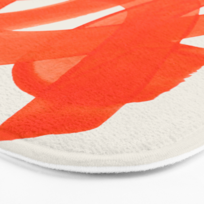 Mid Century Modern Abstract Painting Orange Watercolor Brush Strokes Bath Mat Gallery Image 3