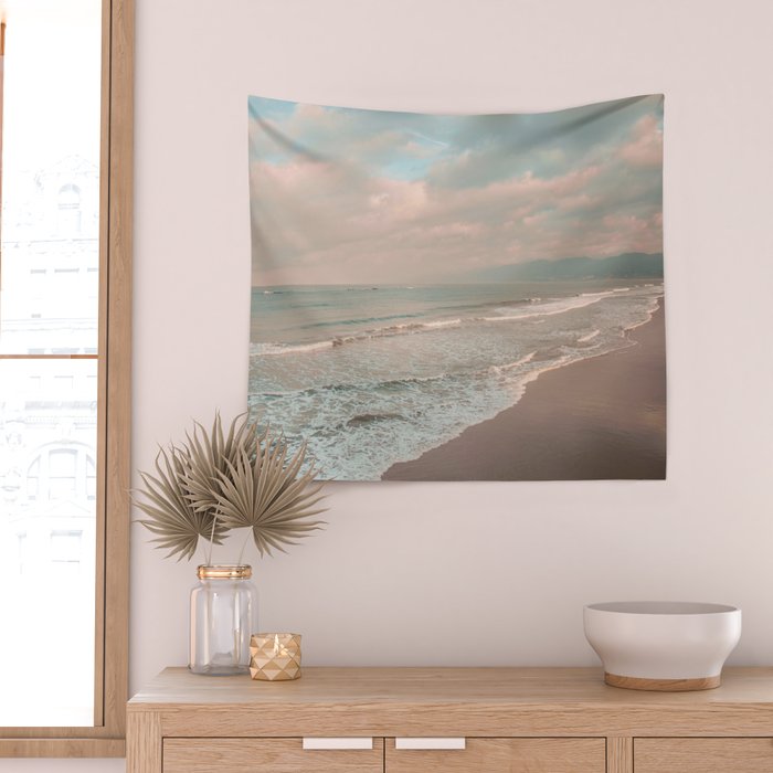 Santa Monica Beach - Coastal Landscape Photography, California Wall Tapestry Gallery Image 2