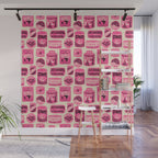 Vagabondâs Cupboard - pink and black on cream Wall Mural Gallery Image 1