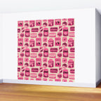 Vagabondâs Cupboard - pink and black on cream Wall Mural Gallery Image 2