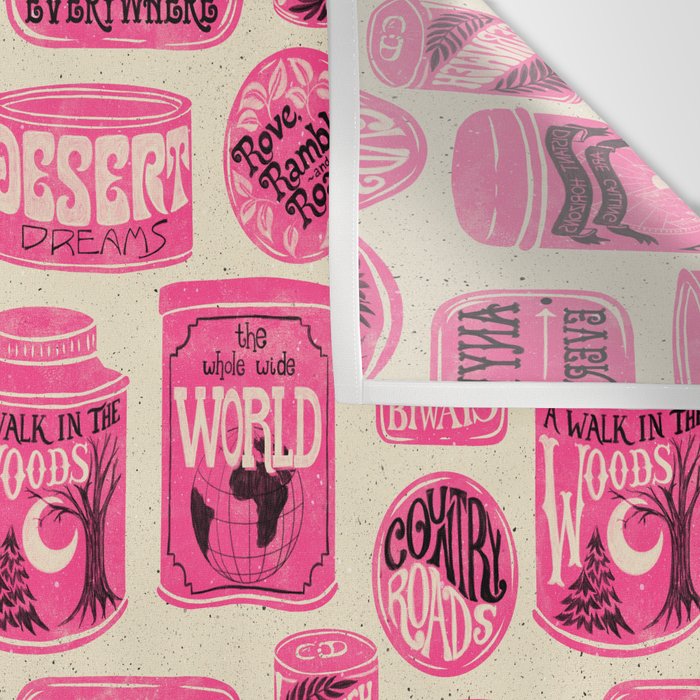 Vagabondâs Cupboard - pink and black on cream Wall Tapestry Gallery Image 3